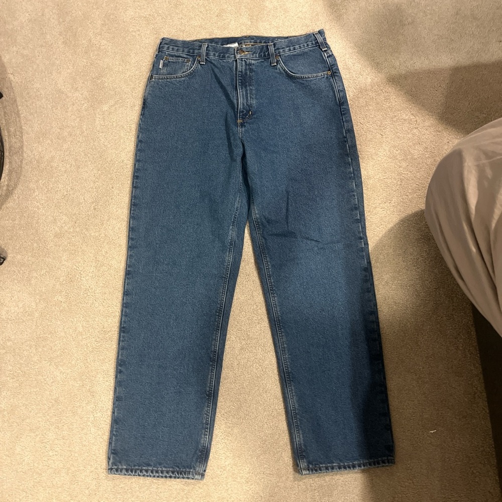 Carhartt Blue Straight Jeans Durable Denim